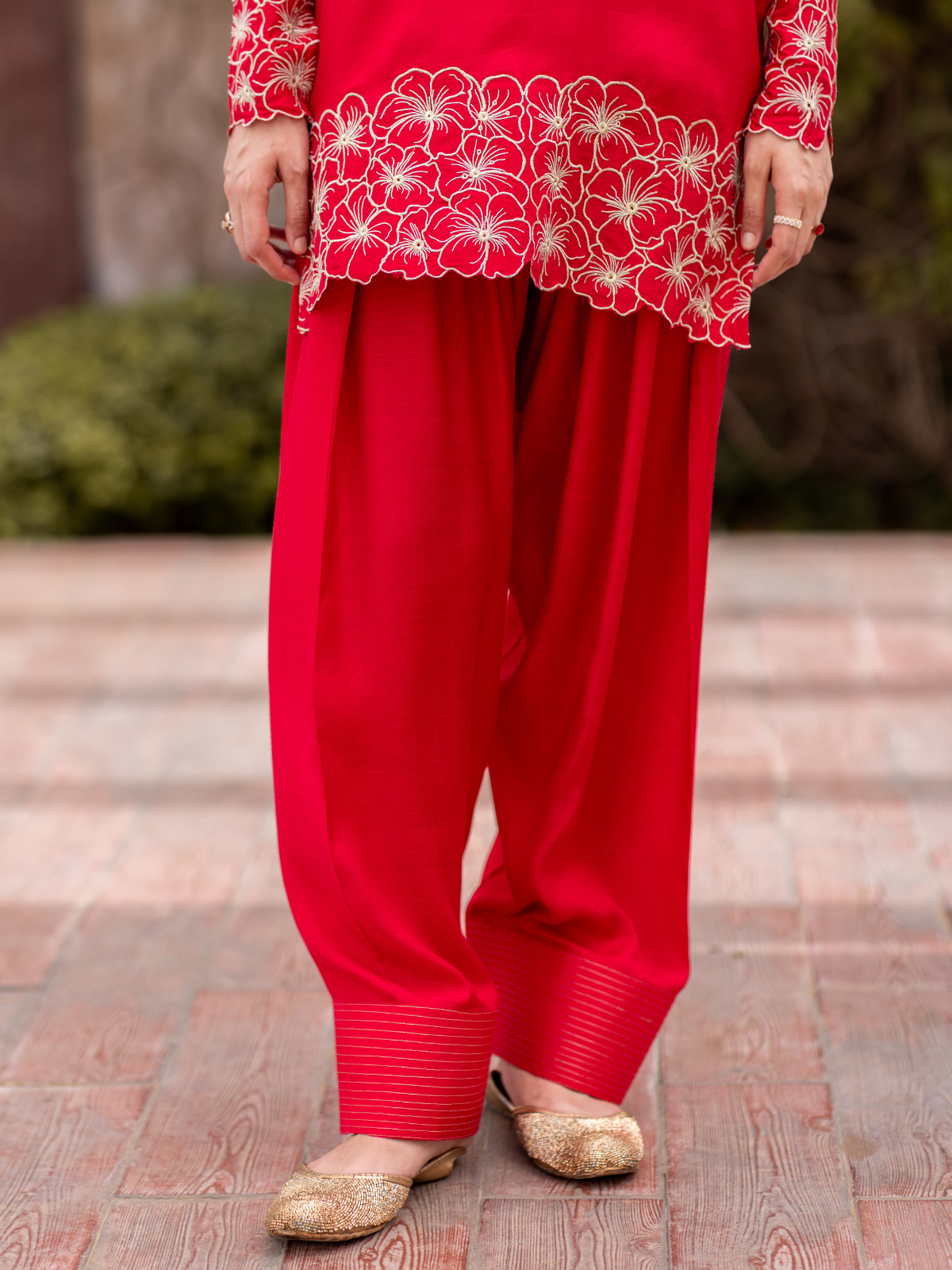 03-Piece The Manaal Cotton Silk Set Hot Pink