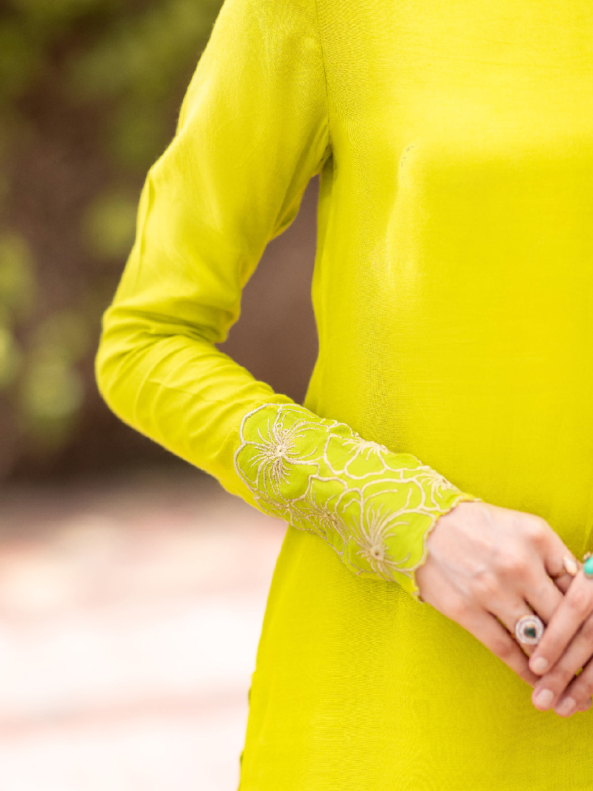 03-Piece The Mashaal Cotton Silk Set Lime