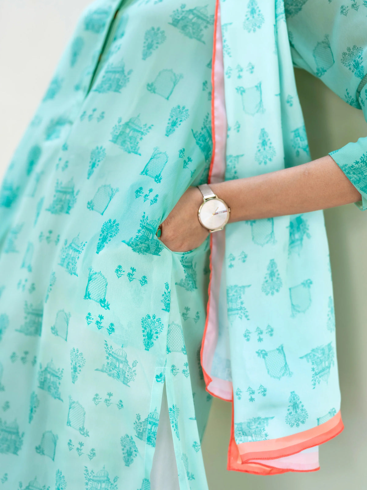 MUGHAL KURTA - AQUA