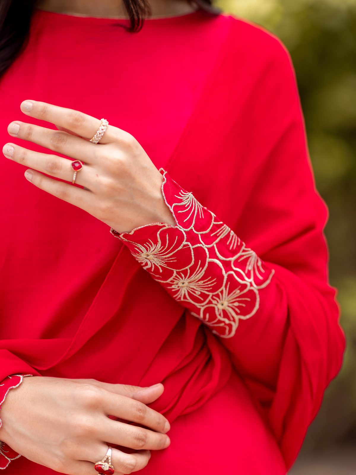 03-Piece The Manaal Cotton Silk Set Hot Pink