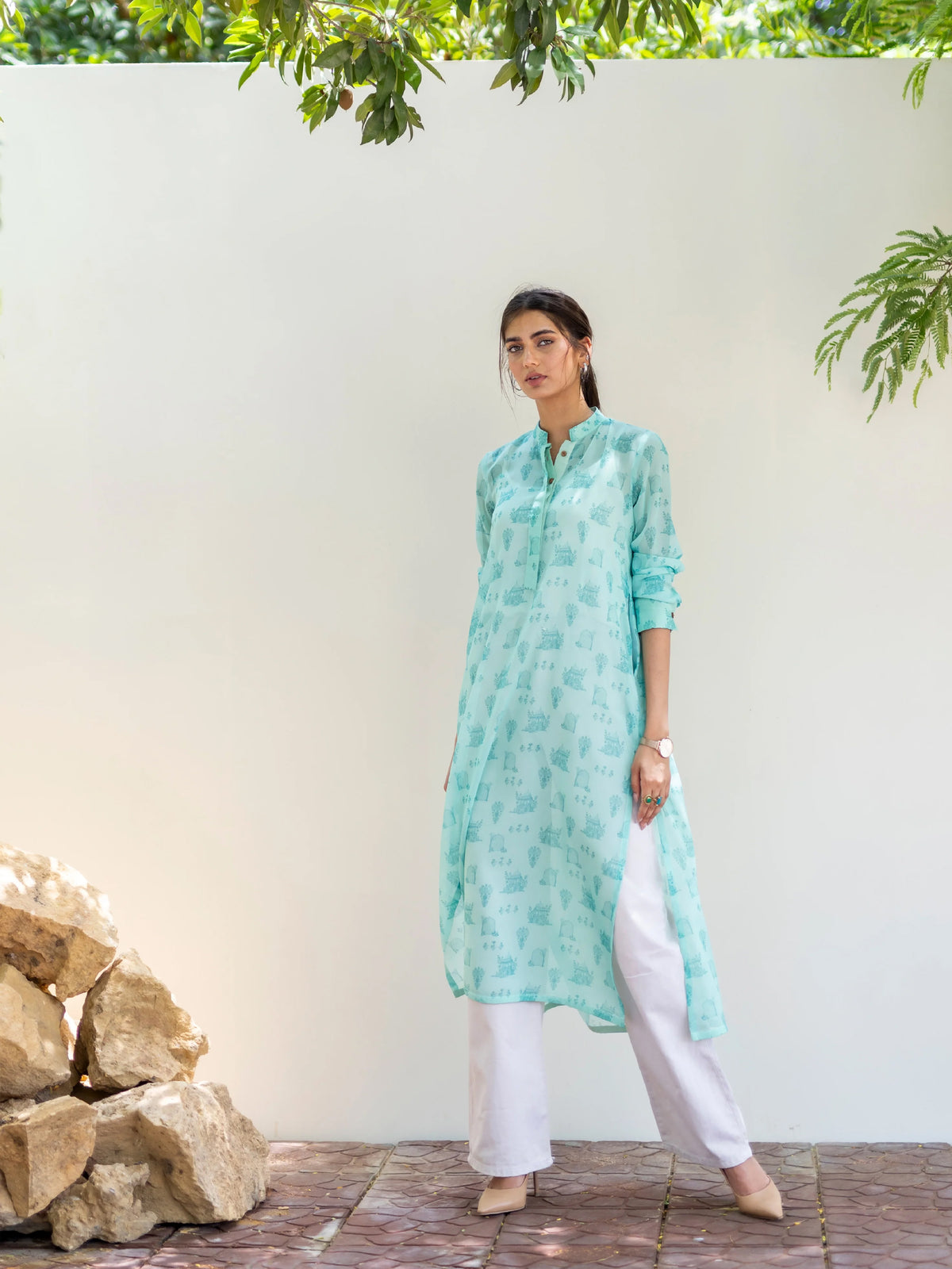 MUGHAL KURTA - AQUA