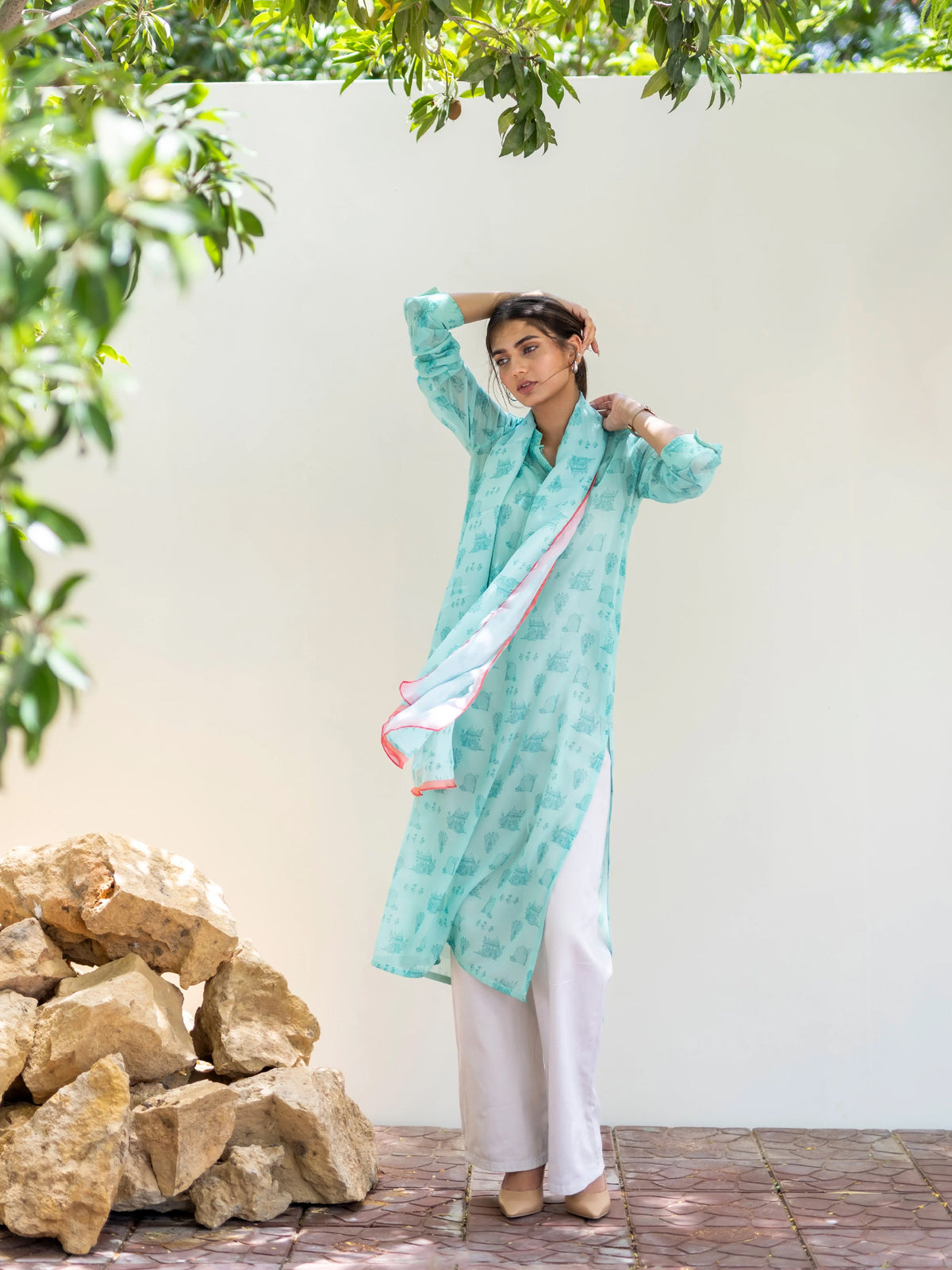 MUGHAL KURTA - AQUA