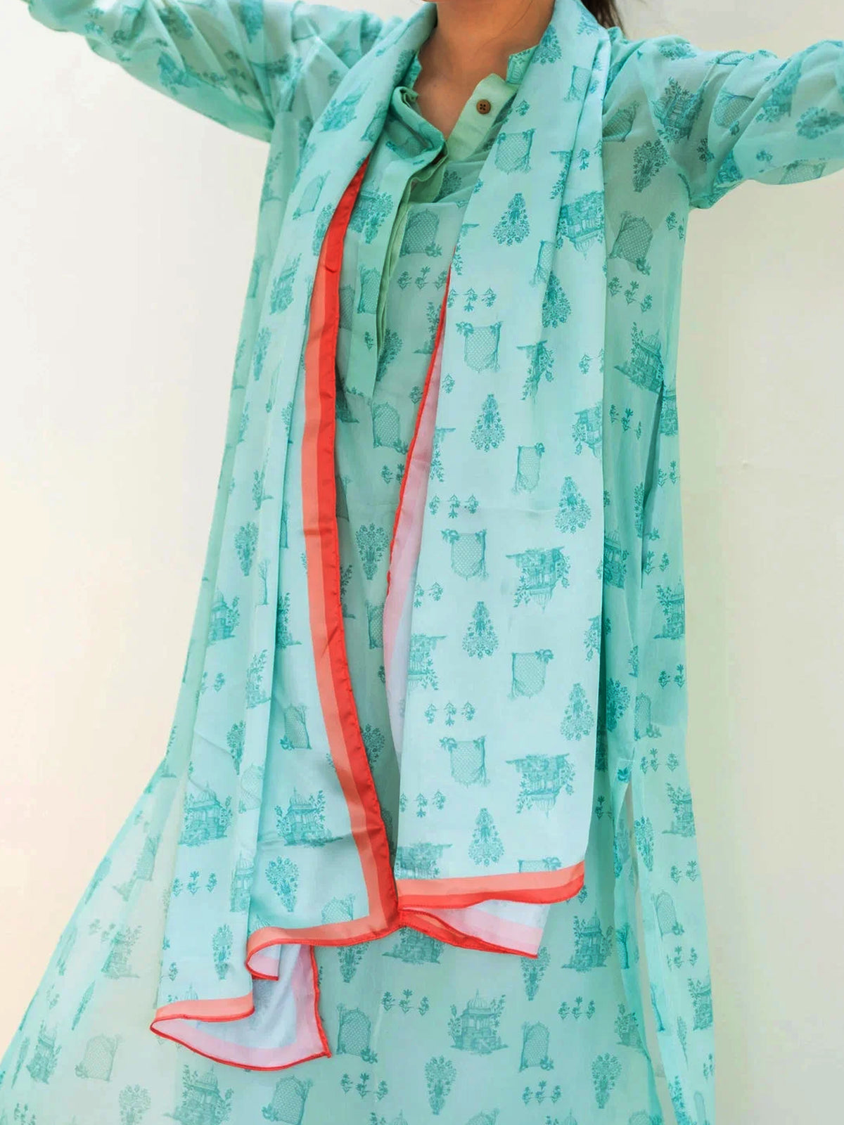 MUGHAL SCARF - AQUA