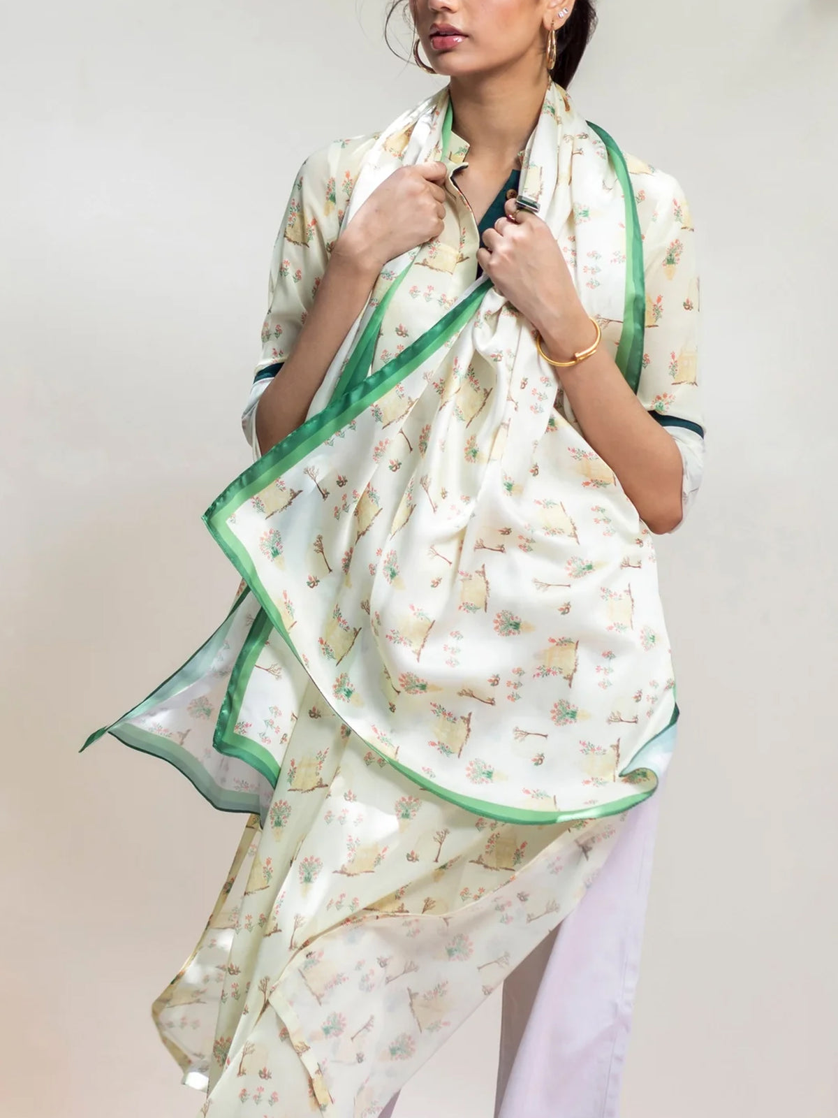 MUGHAL SCARF - IVORY