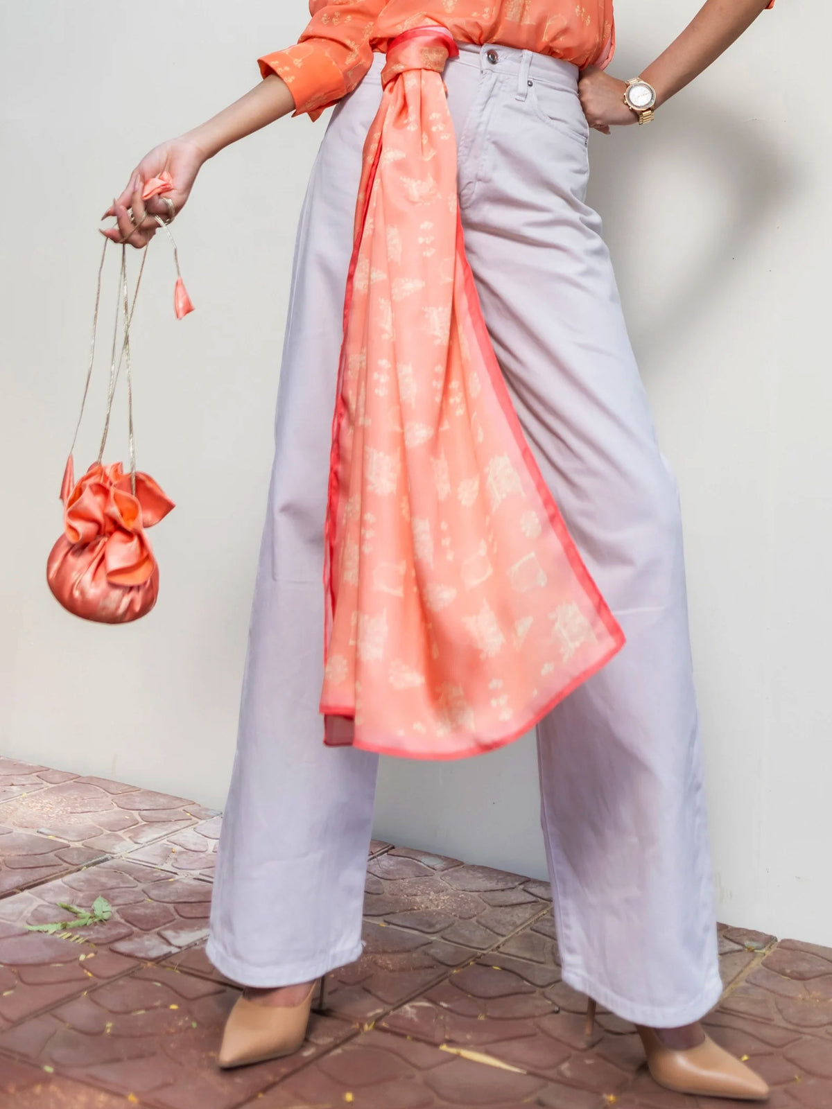 MUGHAL SCARF - PEACH